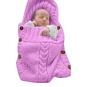 Soft Pink Knit Baby Swaddle Blanket